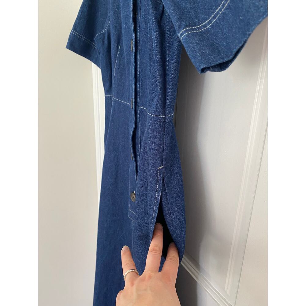Maxwell and Geraldine Tuckernuck Amelia Denim Jean Button Midi Shirt Dress L - Picture 8 of 13